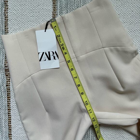 Zara Beige Cigarette Leg High Rise Trouser Pants Women’s Size XS Bloggers Fave - Picture 9 of 13